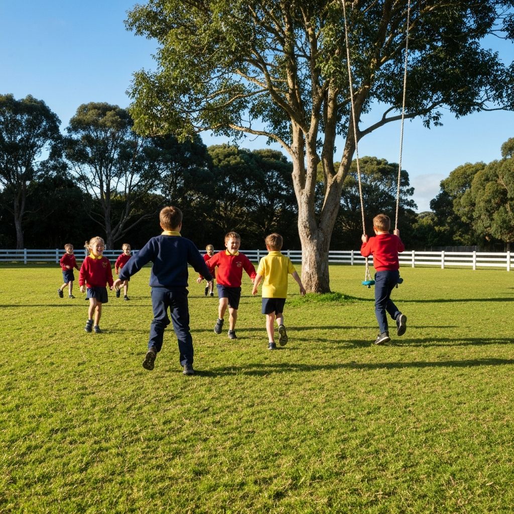 Children in school uniforms playing